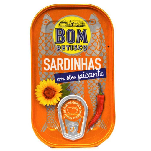 Bom petisco sardines à l'huile végétale picantante  BIO 120g Pack (16x120g)